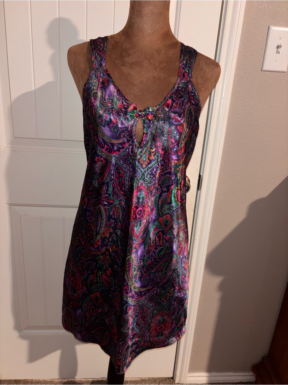 Vintage Adonna Satin Purple Paisley Chemise